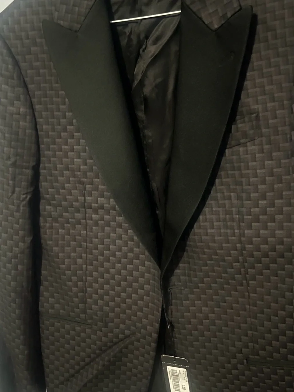 Emporio Armani Black Textured Peak Lapel Tuxedo Jacket